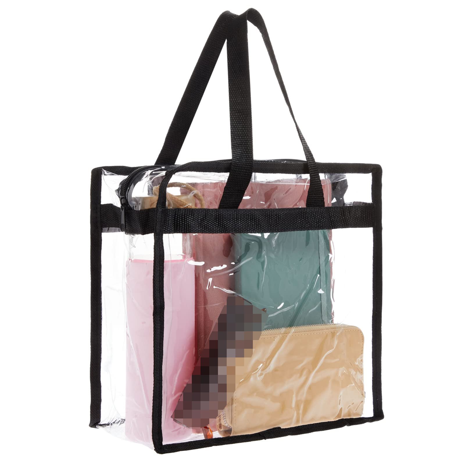 Custom Cosmetic Portable Handbag Concerts Sporting Events Work School Gym Logo Waterproof Pvc Tote Bag Shopping Bag With Zip