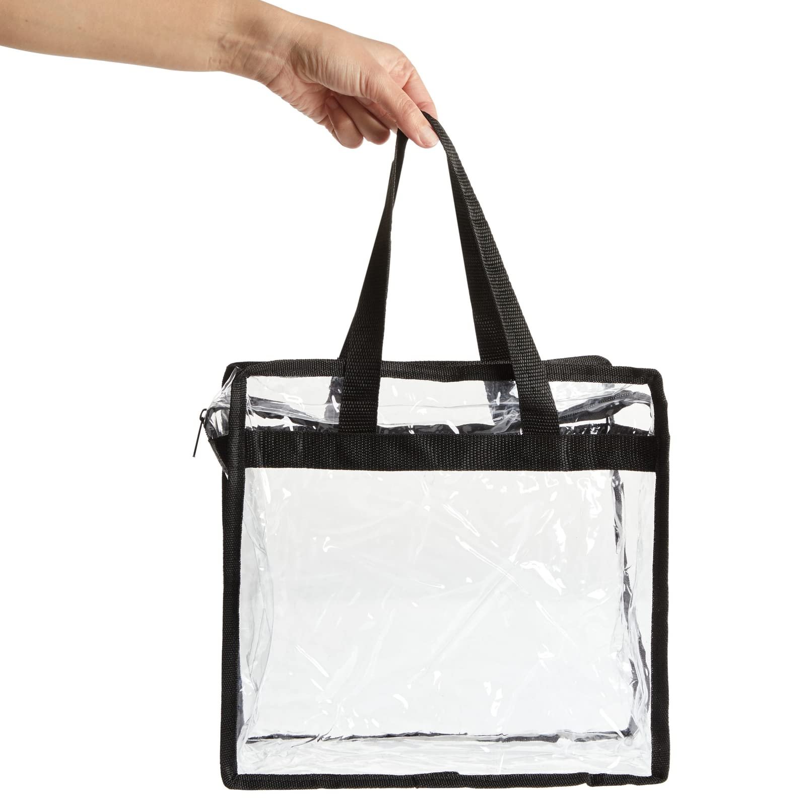 Custom Cosmetic Portable Handbag Concerts Sporting Events Work School Gym Logo Waterproof Pvc Tote Bag Shopping Bag With Zip