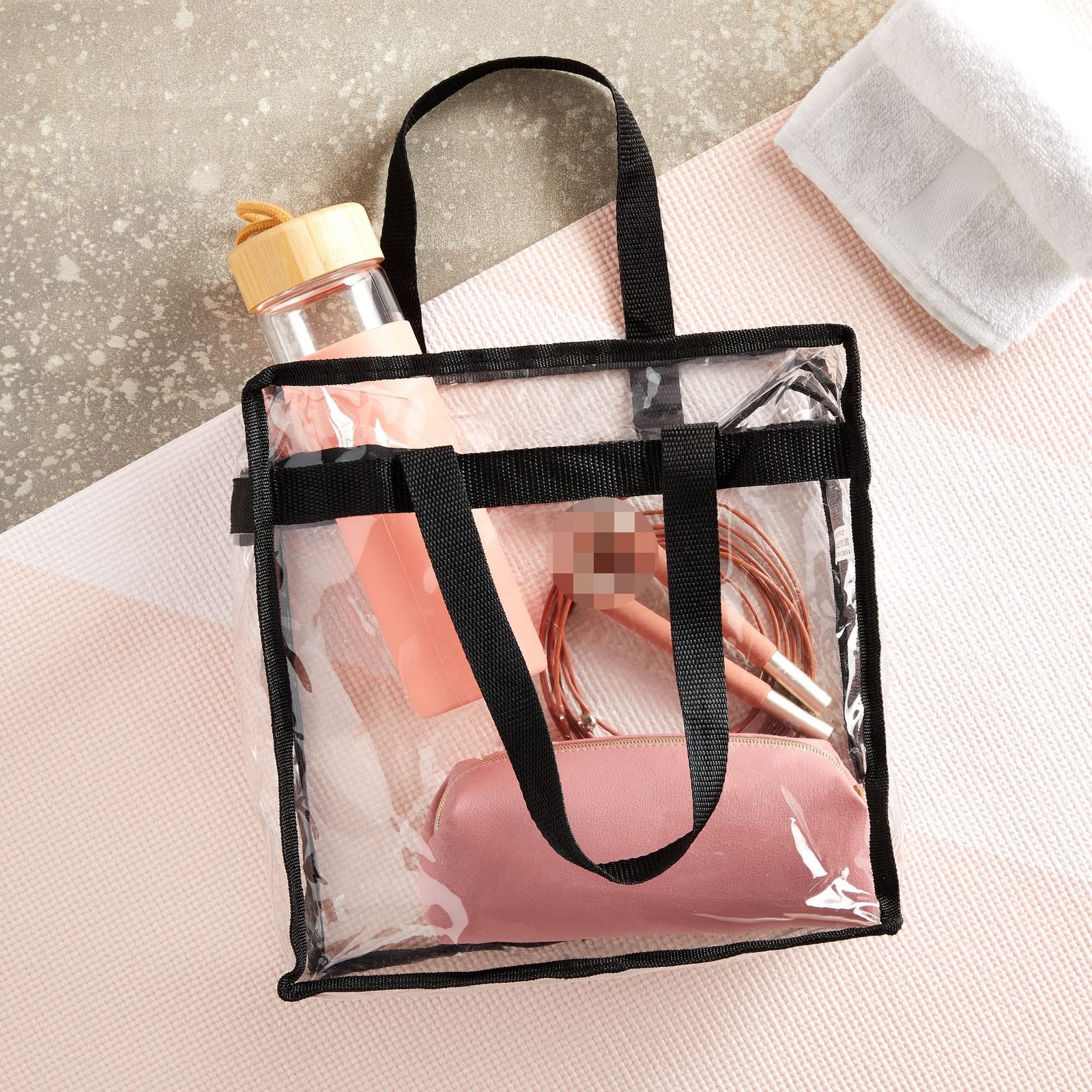 Custom Cosmetic Portable Handbag Concerts Sporting Events Work School Gym Logo Waterproof Pvc Tote Bag Shopping Bag With Zip