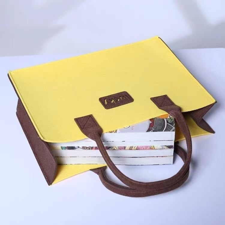 Wholesale Hot Selling Custom Color High-capacity Color Block Felt Tote Bag Gift Shopping Bag For Traveling