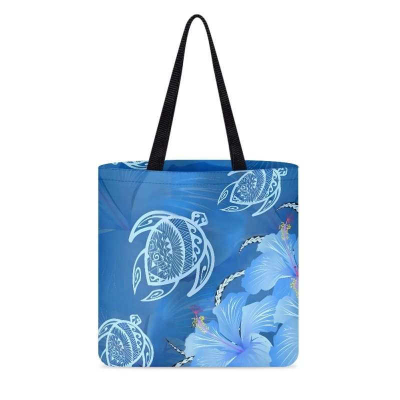 Hibiscus with Sea Turtles Handbag for Women POD Dropship Double-sided Printing Shopping Bag Polynesia Style Girl Shoulder Bag