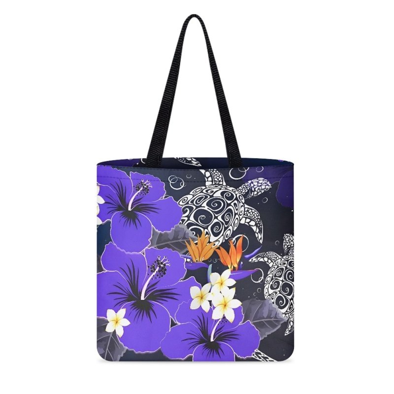 Hibiscus with Sea Turtles Handbag for Women POD Dropship Double-sided Printing Shopping Bag Polynesia Style Girl Shoulder Bag