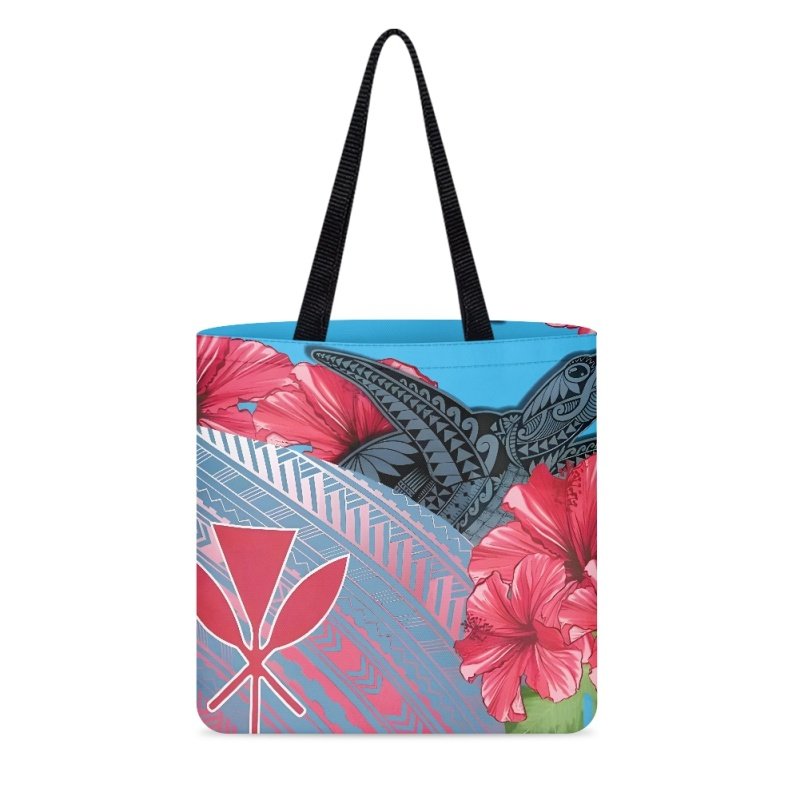 Hibiscus with Sea Turtles Handbag for Women POD Dropship Double-sided Printing Shopping Bag Polynesia Style Girl Shoulder Bag