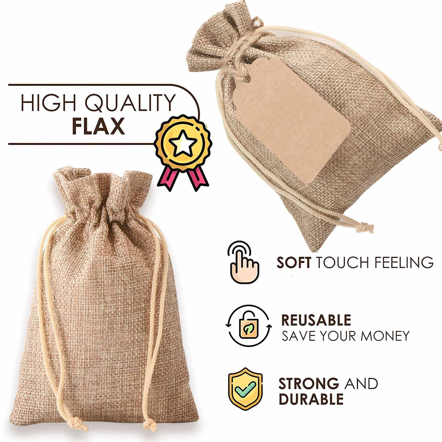Hot Sales Custom Burlap Linen Eco Bags Packaging Sack Gift Wrapping Jewelry Pouches Small Jute Drawstring Bags With Custom Logo