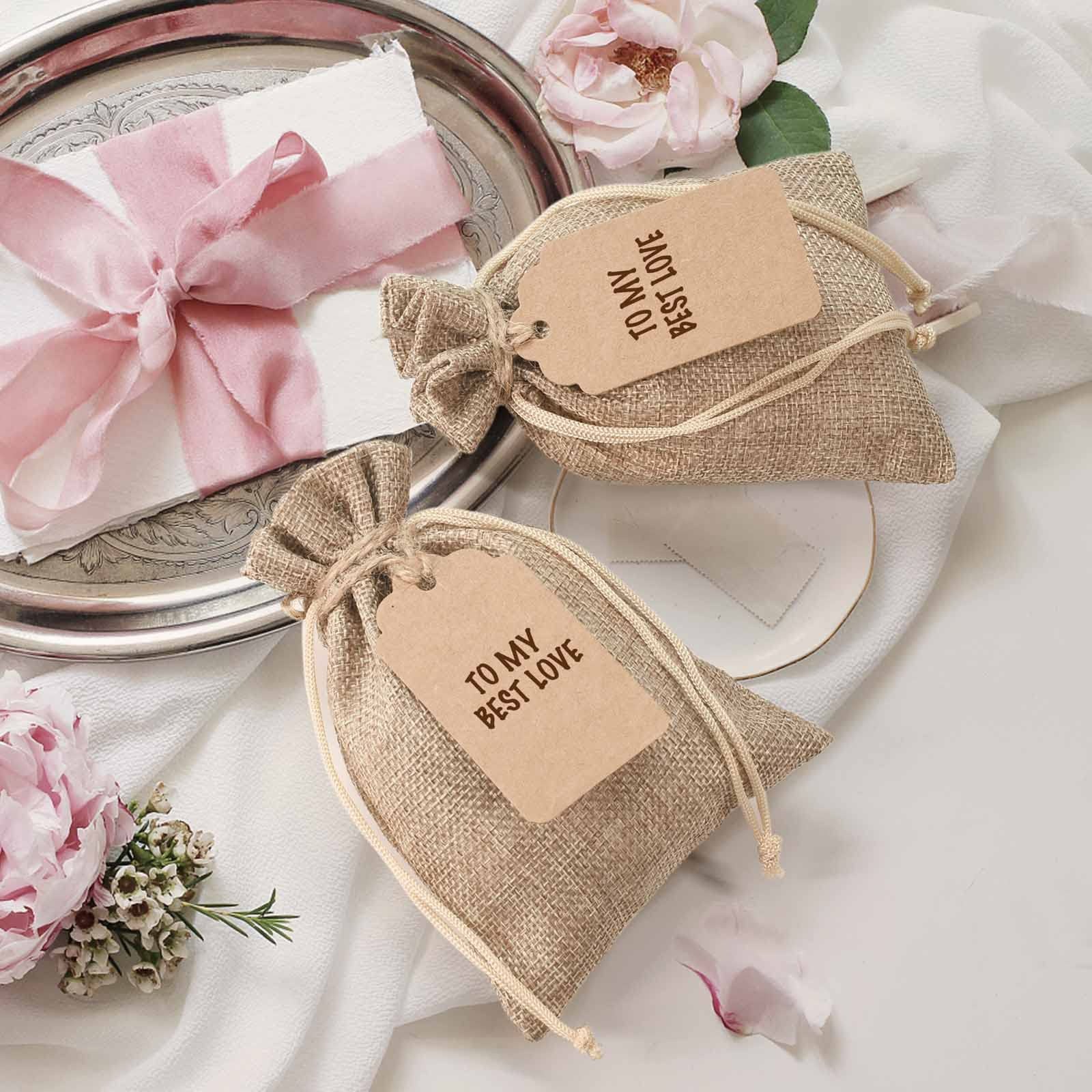Hot Sales Custom Burlap Linen Eco Bags Packaging Sack Gift Wrapping Jewelry Pouches Small Jute Drawstring Bags With Custom Logo