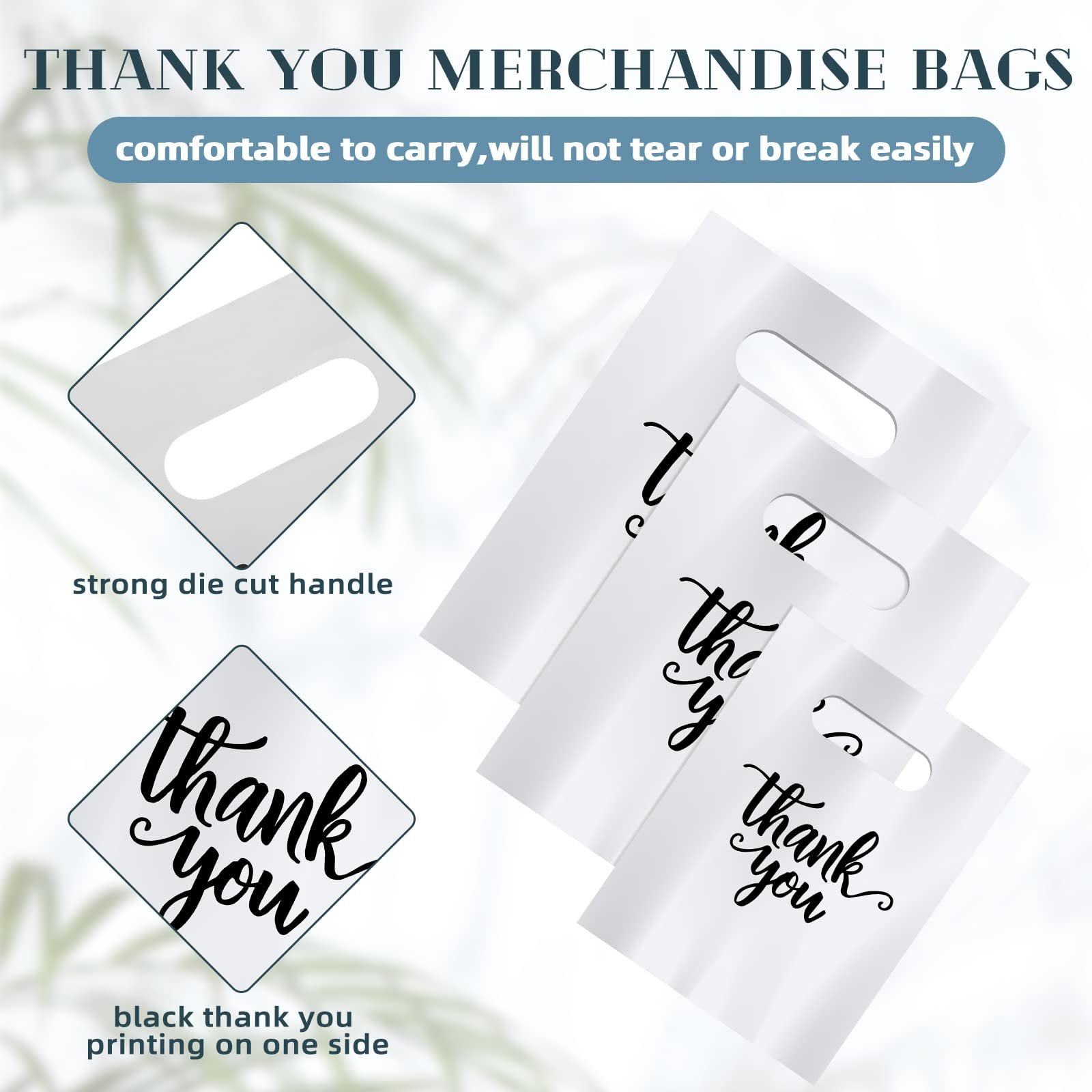 Plastic Bags for Business Small Merchandise Shopping Bags Retail Die Cut Handle Bags