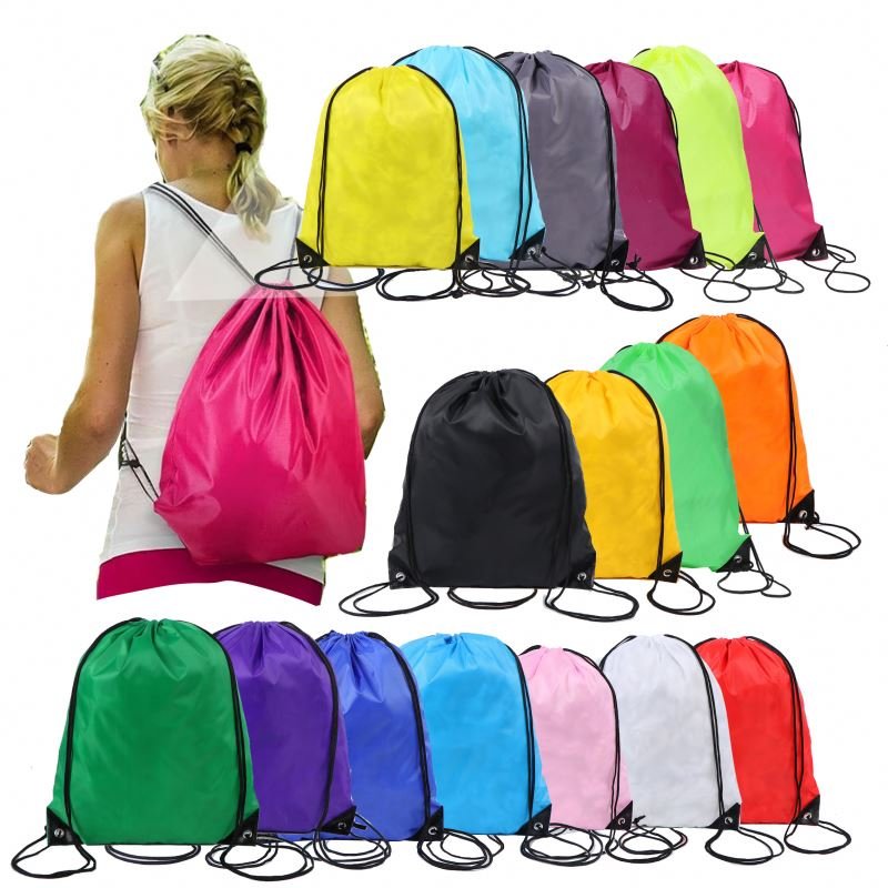 Promotional Nylon Polyester Drawstring Backpack Custom Foldable Shopping Bag