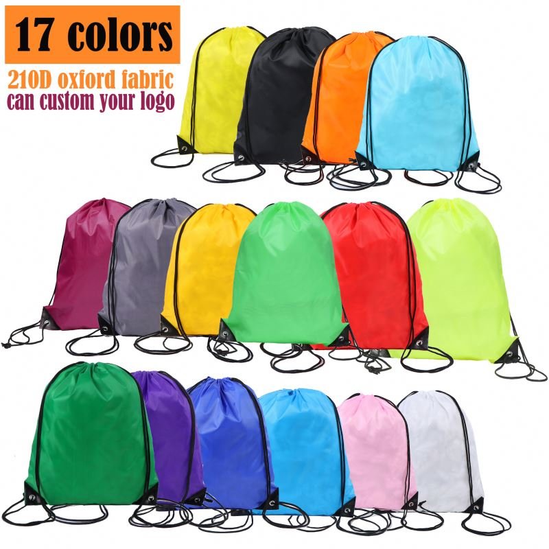 Promotional Nylon Polyester Drawstring Backpack Custom Foldable Shopping Bag