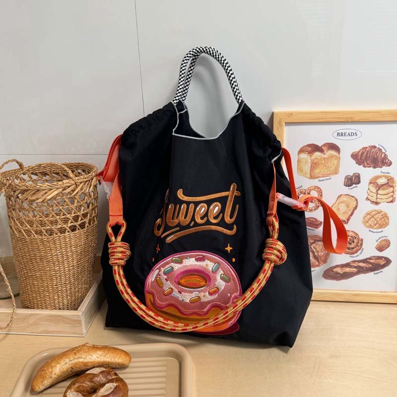 New Fashion Wholesale Eco Friendly Custom Logo Recycled Large Capacity Colorful Embroidered Shopping Women Tote Canvas Bags