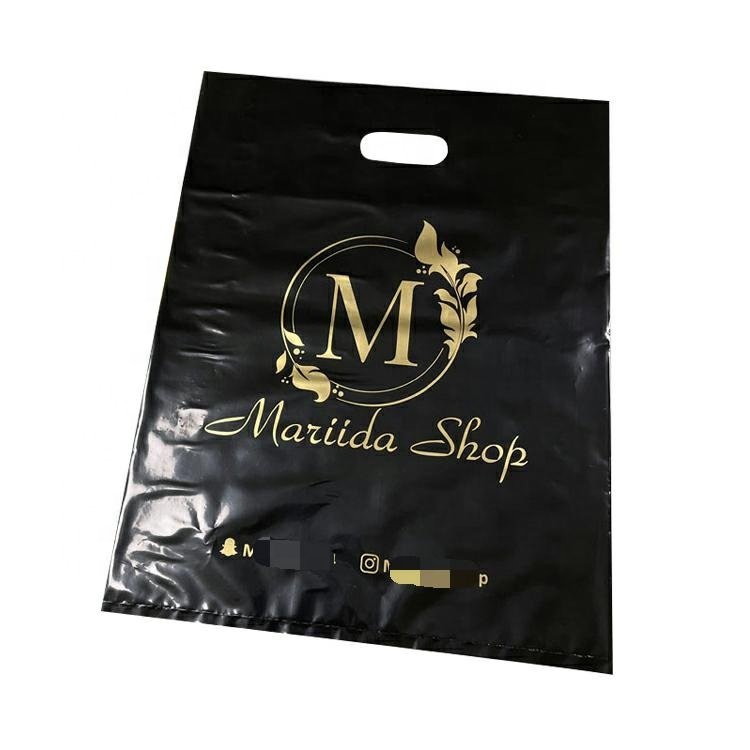 Customized Logo Shop Boutique Gifts Die Cut Handle Bag,Stocking Sizes Reusable Carry Bag Foldable Plastic Shopping Bag