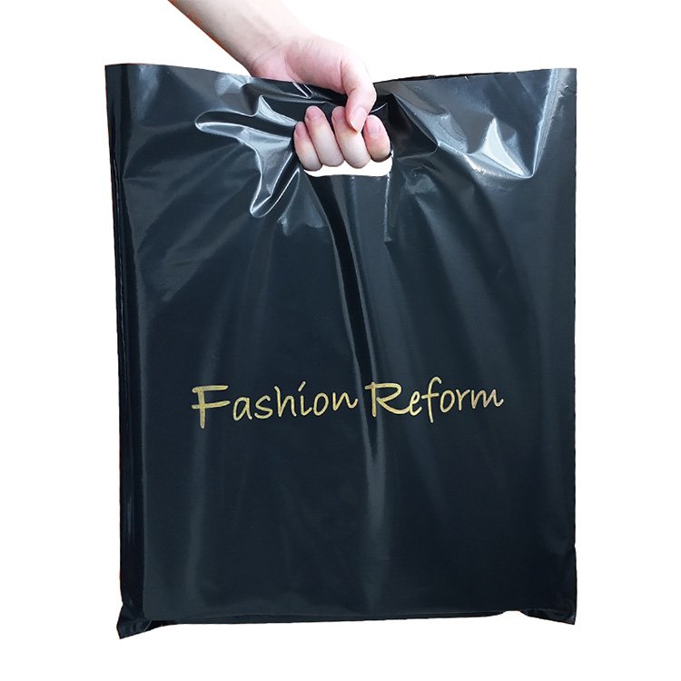 Customized Logo Shop Boutique Gifts Die Cut Handle Bag,Stocking Sizes Reusable Carry Bag Foldable Plastic Shopping Bag