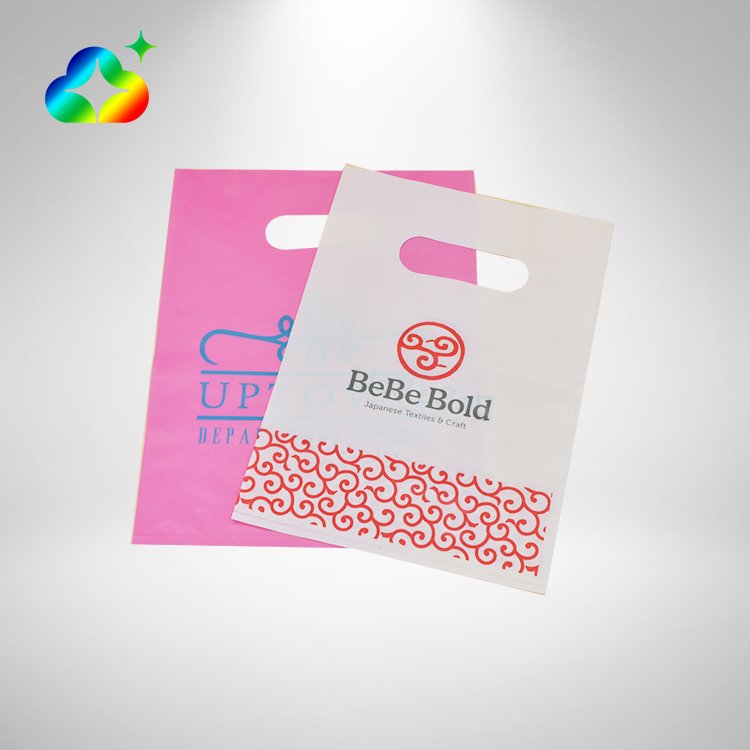 Custom Logo Printed Biodegradable LDPE Die Cut Handle Plastic Shopping Bags Recyclable Gusset Bags Grocery Gift Toys Packaging
