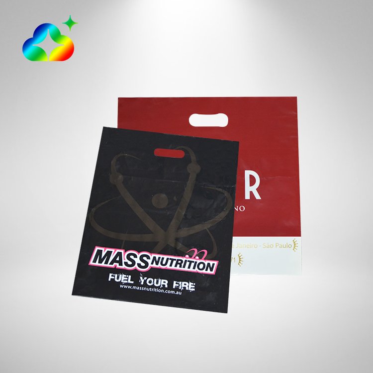 Custom Logo Printed Biodegradable LDPE Die Cut Handle Plastic Shopping Bags Recyclable Gusset Bags Grocery Gift Toys Packaging