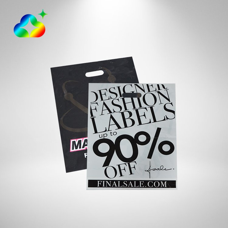 Custom Logo Printed Biodegradable LDPE Die Cut Handle Plastic Shopping Bags Recyclable Gusset Bags Grocery Gift Toys Packaging