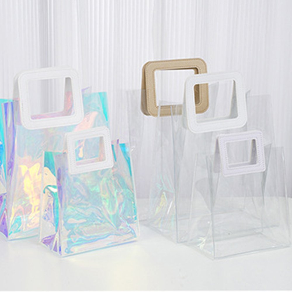 Tote Shopping Bag Wedding Party Event Birthday Present Custom laser Rainbow tote bag holographic PVC Iridescent shopping bag