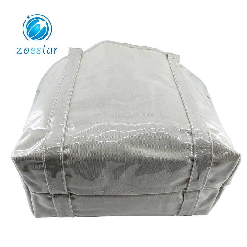 Special Design Canvas Shopping Bag with Full Transparent PVC Covering Supermarket Storage Bag Women Beach Tote Bag