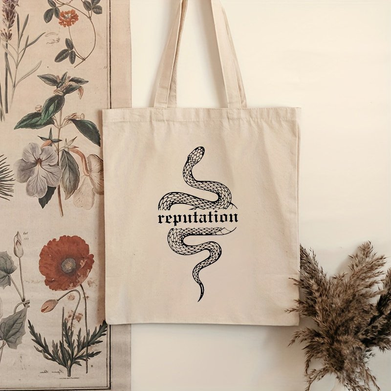 1pc Reputation Taylor Album pattern Tote Canvas Personalized Shoulder Bag For Travel Women's Reusable Shopping Bag With Custom