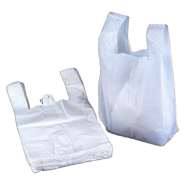 38Micron HDPE White Reusable Plastic T-shirt Shopping Bag