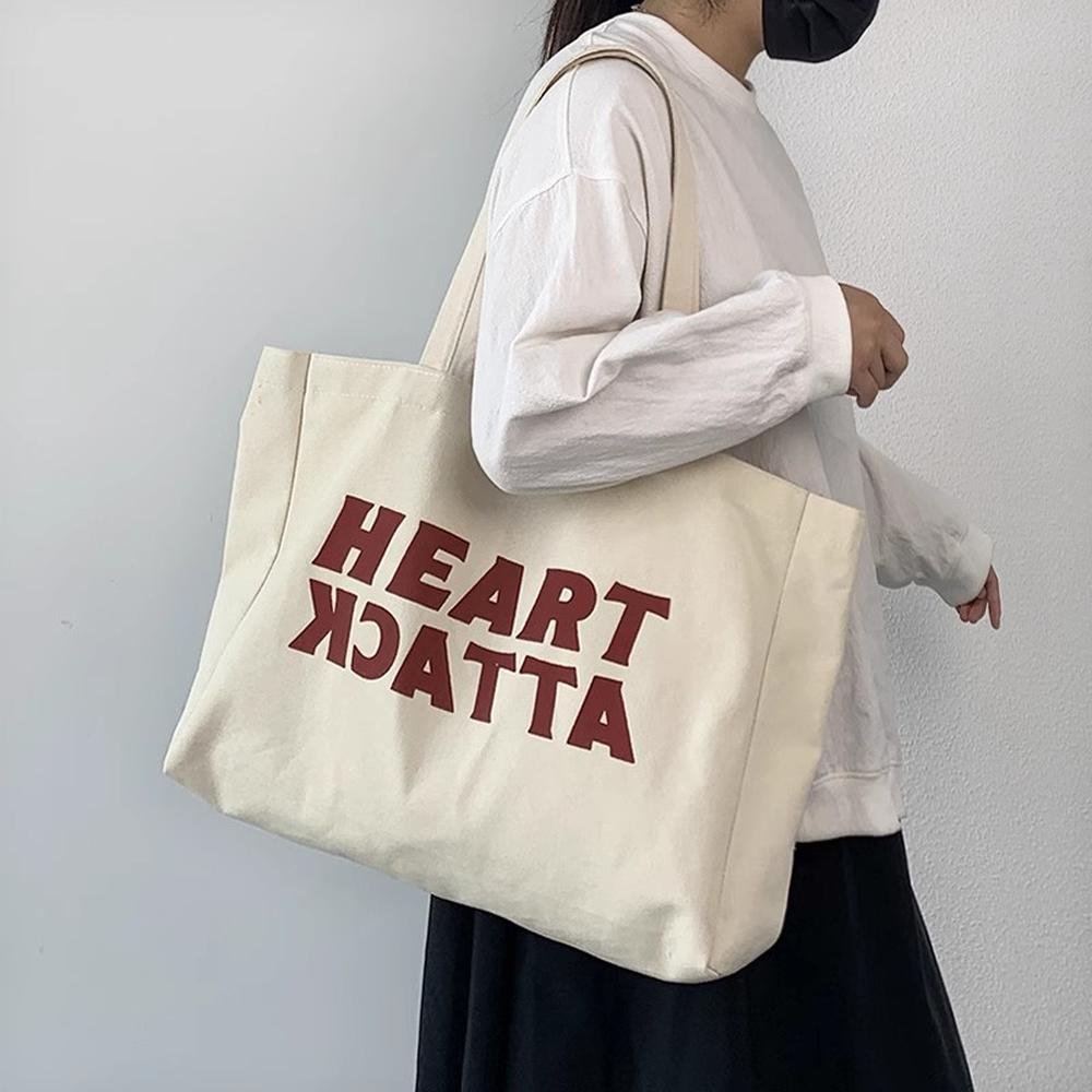 Large Shopping Ladies Casual All-match Canvas Tote Bags Women Shoulder Cotton bags with custom logo printing