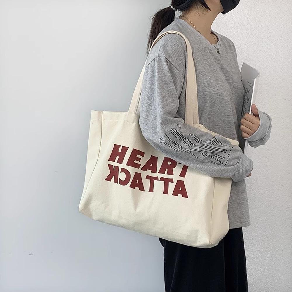 Large Shopping Ladies Casual All-match Canvas Tote Bags Women Shoulder Cotton bags with custom logo printing