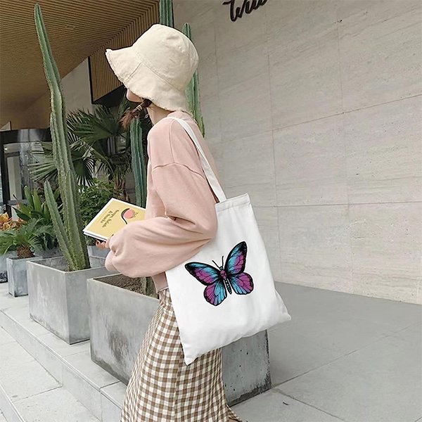 Custom Hot Sales canvas tote bag Printed Logo Cotton bag, Canvas Cotton Tote Bag with make you happy smile face printing