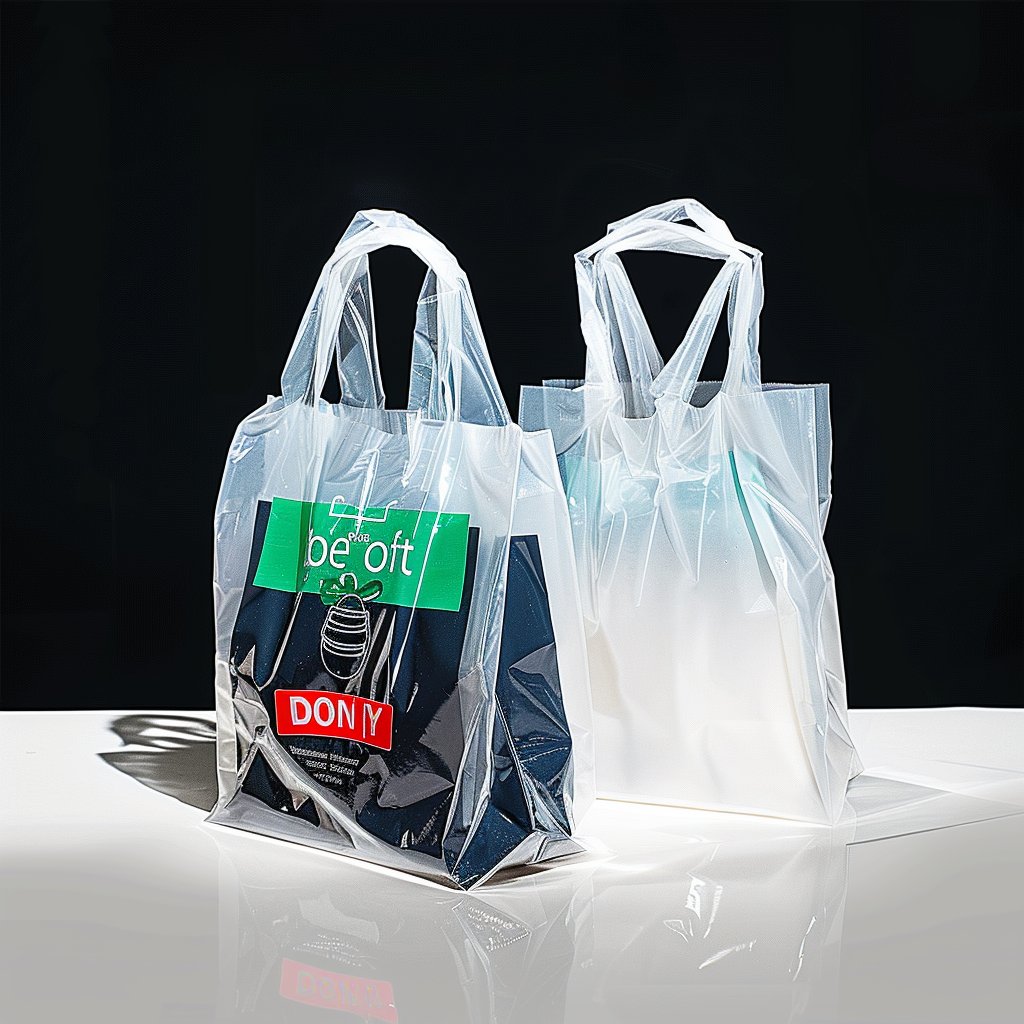 custom logo size plastic shopping bag with soft loop handle customized design to go bags for restaurant food delivery
