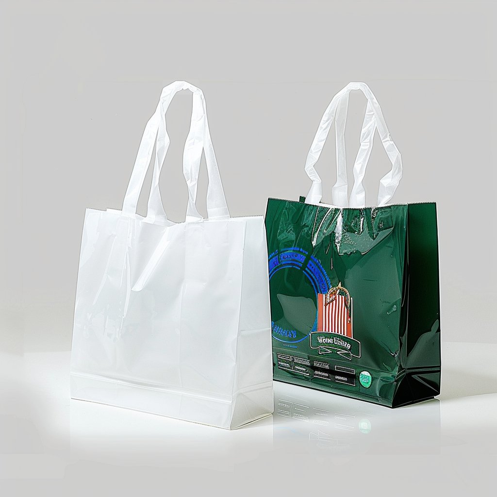 custom logo size plastic shopping bag with soft loop handle customized design to go bags for restaurant food delivery