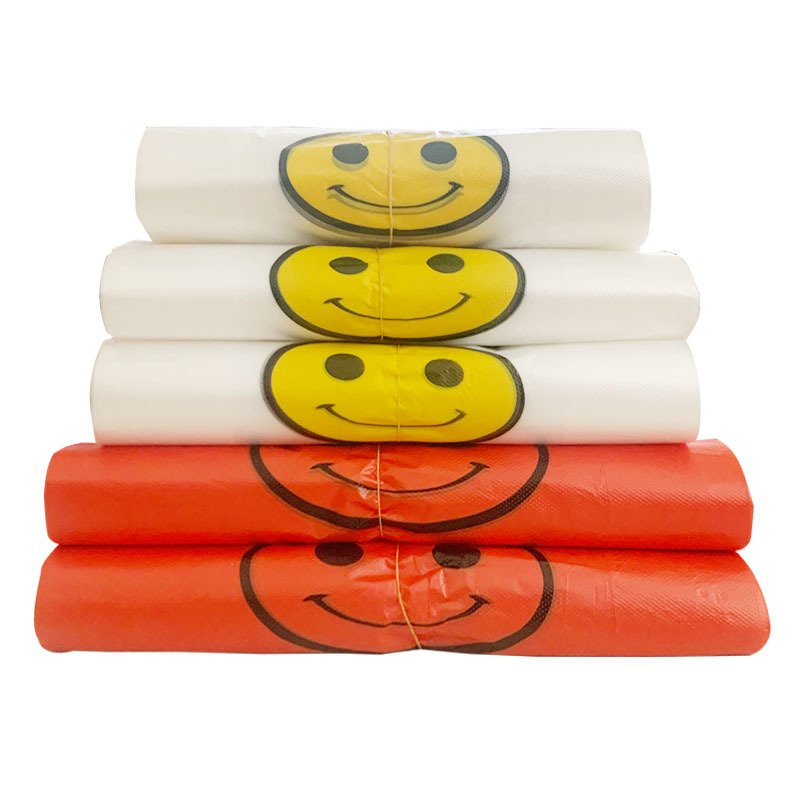 Customized full biodegradable pbat pla starch shopping plastic t-shirt bag supermarket bags with logo print