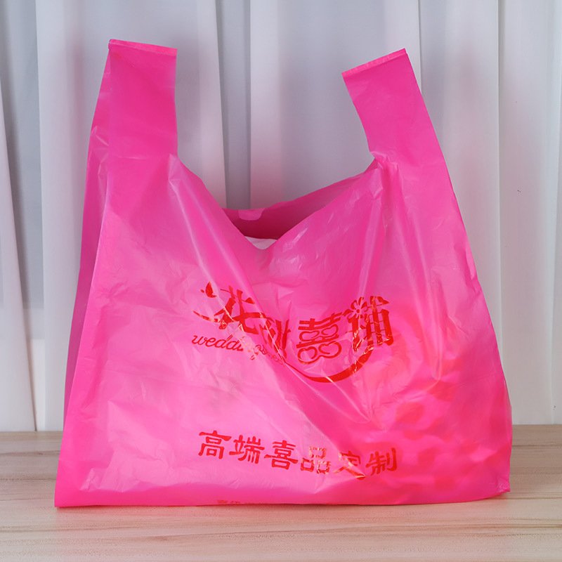 Customized full biodegradable pbat pla starch shopping plastic t-shirt bag supermarket bags with logo print