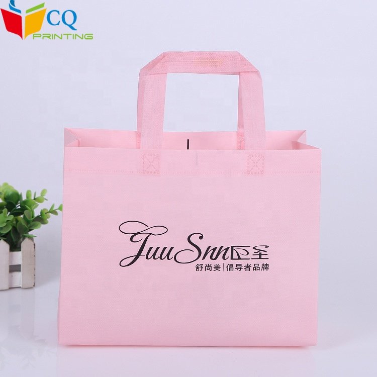 Guangzhou custom logo eco friendly non-woven pink shopping bag