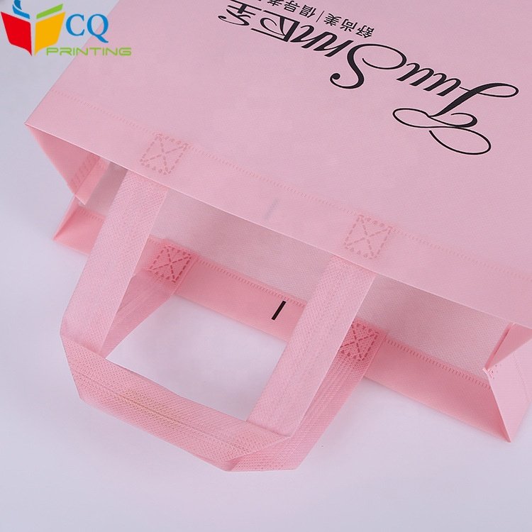 Guangzhou custom logo eco friendly non-woven pink shopping bag