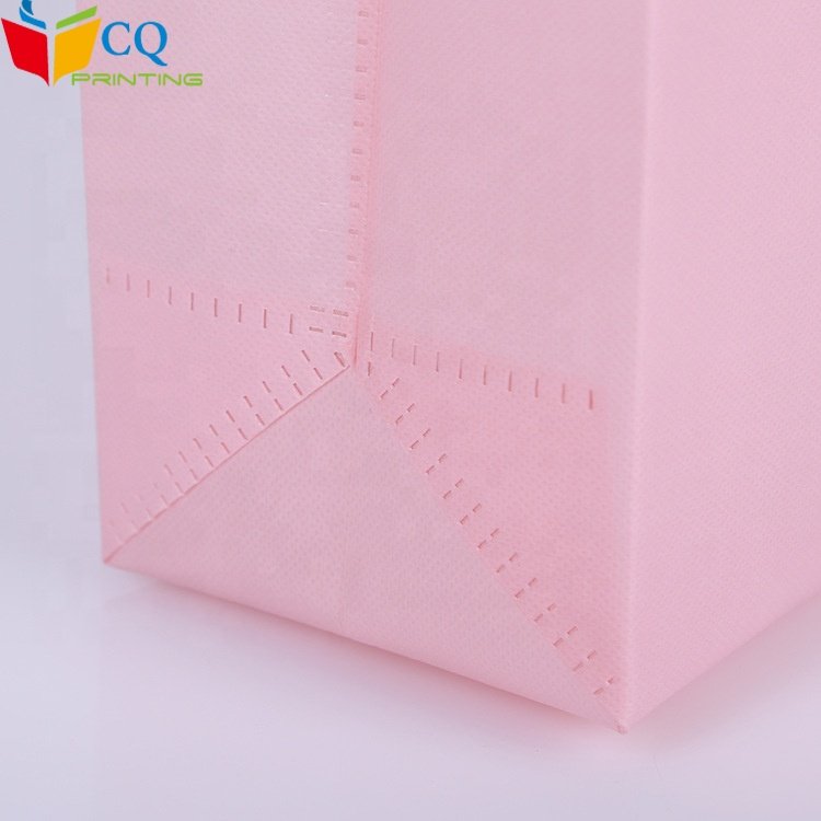 Guangzhou custom logo eco friendly non-woven pink shopping bag