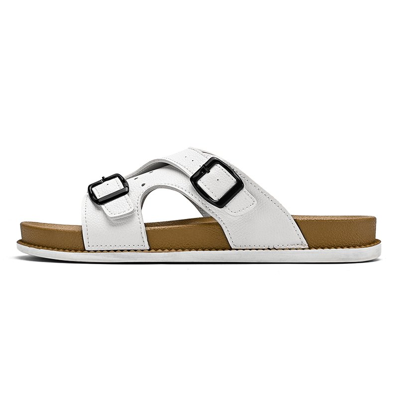 Wholesale New Slide Sandals Round Head Flat Slipper Soft Thick Sole Shoes Flip Flops Shoe Men Belt Buckle Slippers