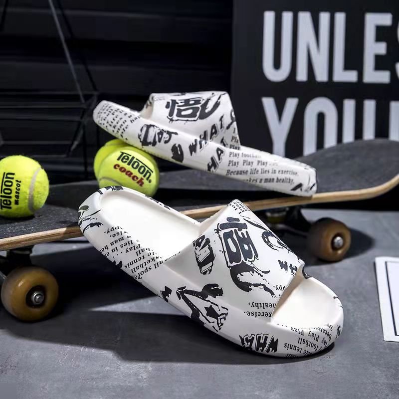 2023 White printing Men's Sandals Casual sport Shoes Light Weight Beach Slides Slippers for women and men