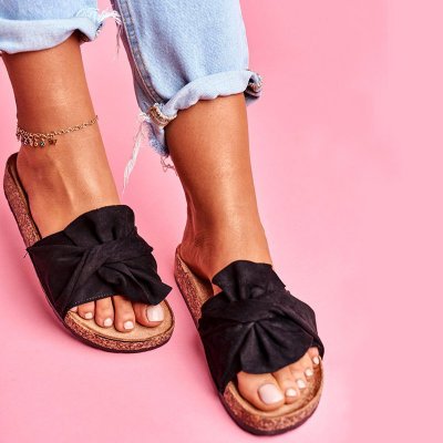 2022 Spring summer new pu women outdoor flat durable slippers bow casual sandals flip flop non-slip slippers