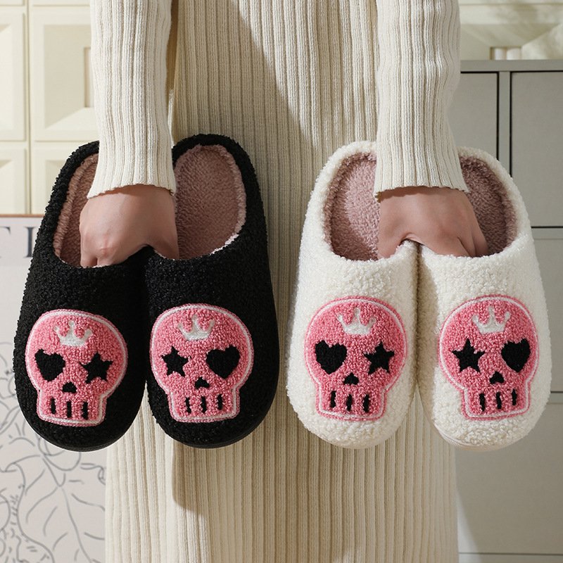 Wholesale Custom Logo Designs Home Slides Slippers Plush Winter Fuzzy House Furry Halloween Cartoon Slippers Customize for Women