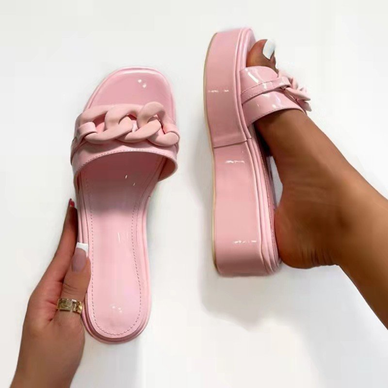 HOT Selling Metal Chain Women's Sandals Slippers Sexy Pumps Platform Slipper Plus Size Summer Shoes Beach Slides Slippers