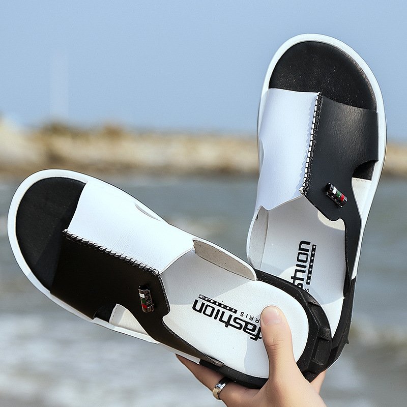 Sandals Men Summer Slippers 2022 Fashion PU Flip Flops Shoes Male Outdoor Flat Beach Slides Big Size 38-46
