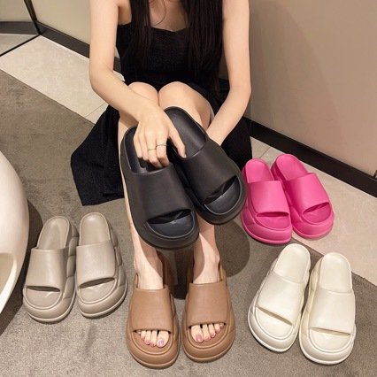 Thick Sole 9CM slippers For Ladies Europe And America Ins Fashion EVA Soft Sole High Heel One Line slippers Cross Border