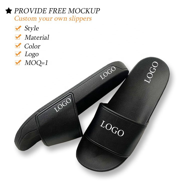 Wholesale Custom 3D Print OEM Logo Slide Slippers sandales high quality female flat luxury design pvc slippers for women