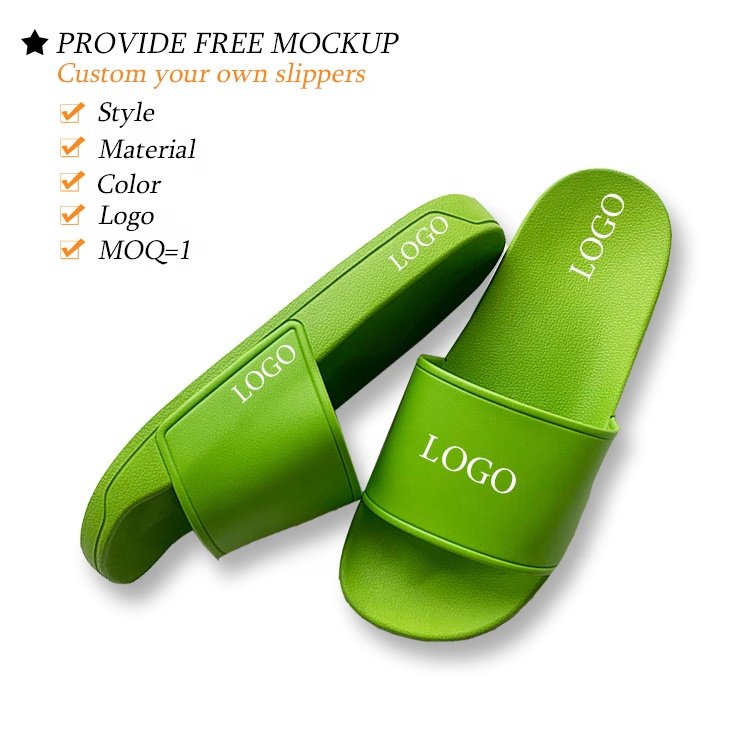 Wholesale Custom 3D Print OEM Logo Slide Slippers sandales high quality female flat luxury design pvc slippers for women