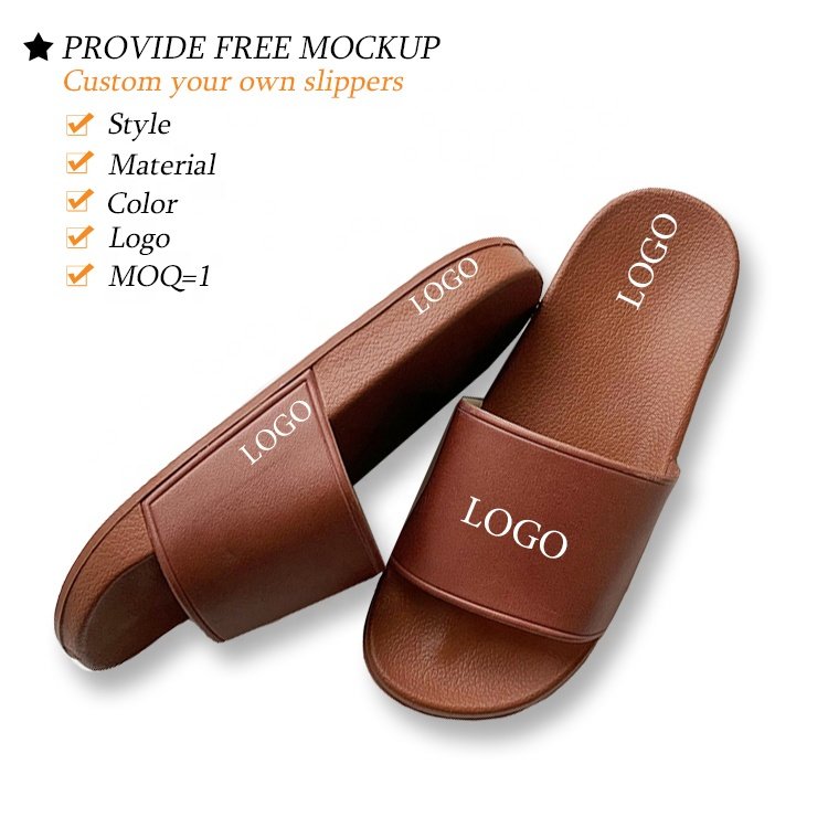 Wholesale Custom 3D Print OEM Logo Slide Slippers sandales high quality female flat luxury design pvc slippers for women