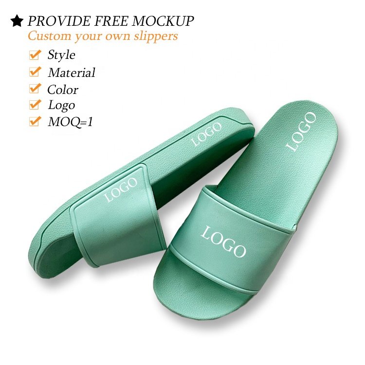 Wholesale Custom 3D Print OEM Logo Slide Slippers sandales high quality female flat luxury design pvc slippers for women