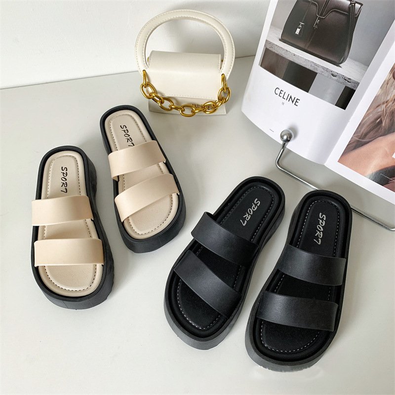 Comfort Two Band Open-toe Ladies Thick Sole Sandals Soft Sole Women's Slippers