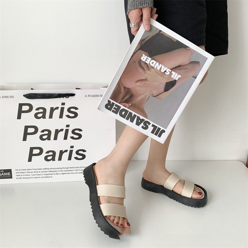 Comfort Two Band Open-toe Ladies Thick Sole Sandals Soft Sole Women's Slippers