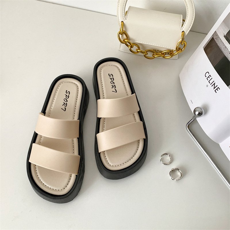 Comfort Two Band Open-toe Ladies Thick Sole Sandals Soft Sole Women's Slippers