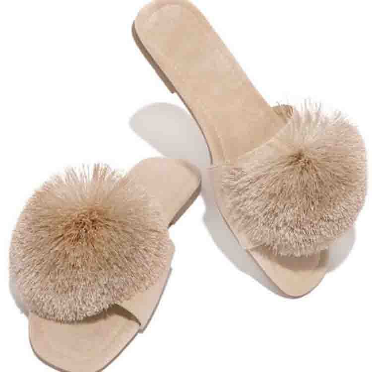 Beautiful hot sell soft fur women's sandals fluffy sandals fur slides fluffy slippers for women