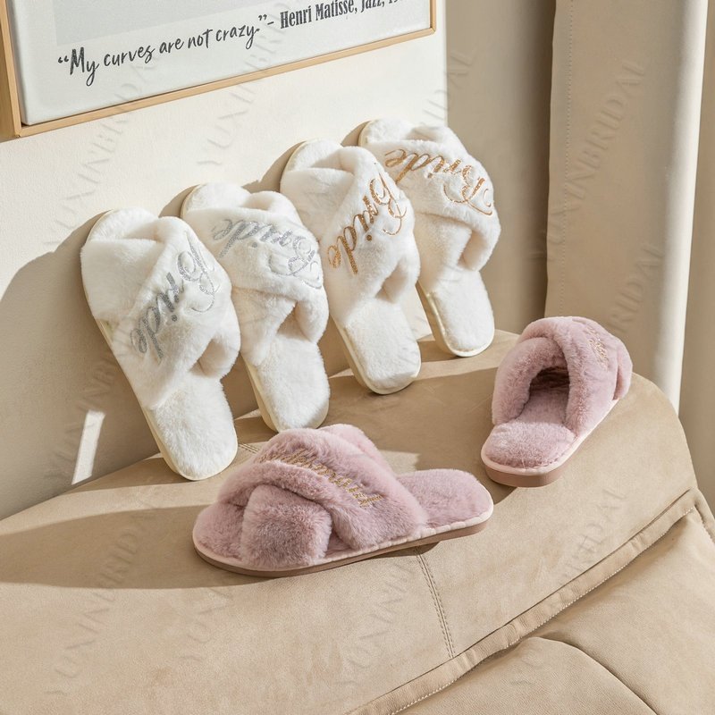 printing slide slipper women home shoes wedding bride slippers for women fluffy indoor slippers glitter writing custom wholesale