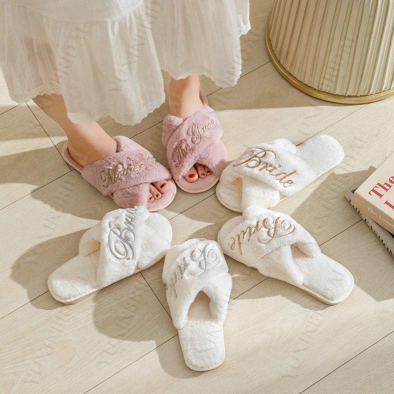 printing slide slipper women home shoes wedding bride slippers for women fluffy indoor slippers glitter writing custom wholesale