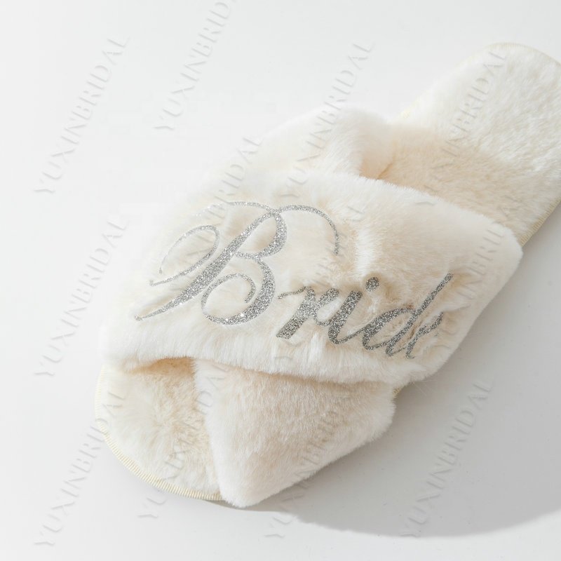 printing slide slipper women home shoes wedding bride slippers for women fluffy indoor slippers glitter writing custom wholesale